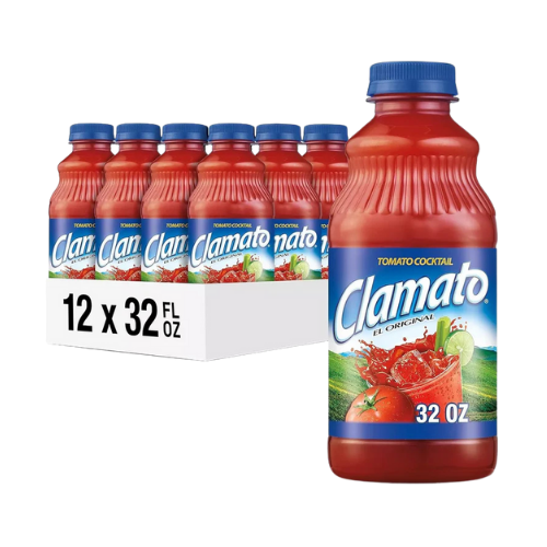 Clamato Original Tomato Cocktail For Michelada, 32 fl oz bottles (Pack of 12)