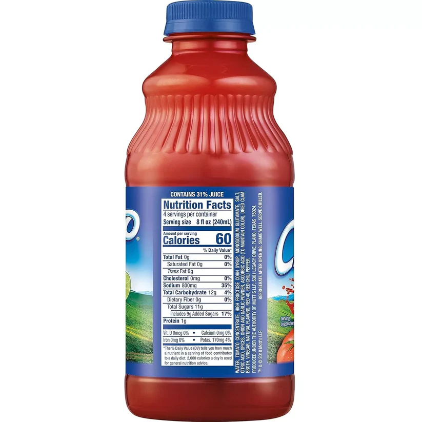 Clamato Original Tomato Cocktail For Michelada, 32 fl oz bottles (Pack of 12)