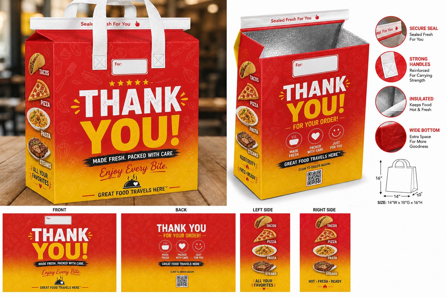 Insulated Food & Beverage Delivery Bags